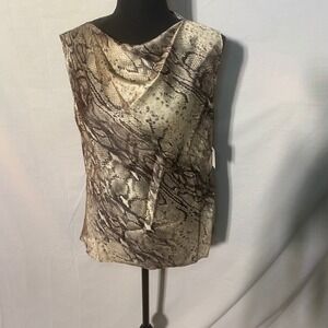 RTA Sleeveless Cowl Neck Snake Print‎ Blouse Top Women S